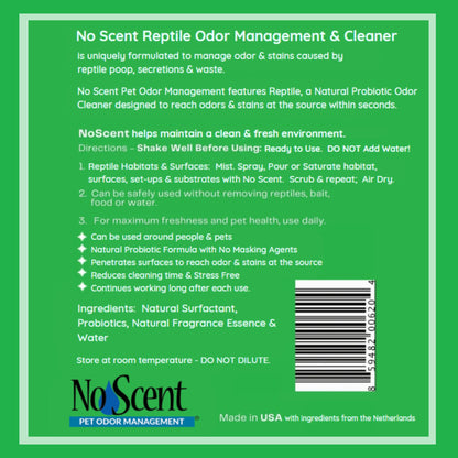 No Scent Reptile Tank Cleaner Spray, Lizard Terrarium Freshener & Pet Odor Management for Bearded Dragon, Turtle & Pet Snake