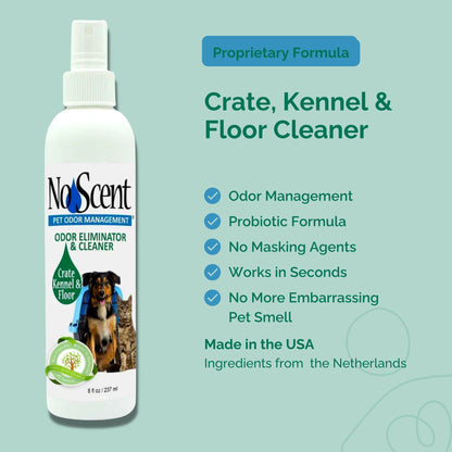No Scent Crate Kennel & Floor Cleaner for Dog Run, Cat Carrier, Hard Surface Pet Odor & Stain Management